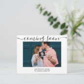 Moderne Drehbuchschwangerschaft für Typografie Fot Ankündigungspostkarte (Stehend Vorderseite)