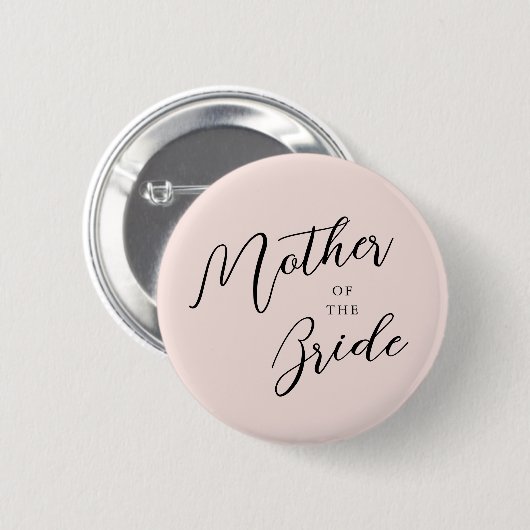 Moderne Drehkalligrafie rosa Mutter der Braut Button (Vorne & Hinten)