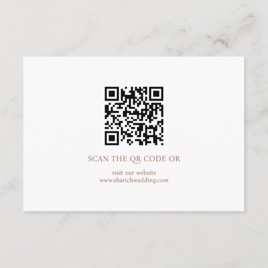 Moderne Drehkalligraphie-Moscha und weiße Hochzeit Begleitkarte (Rückseite)