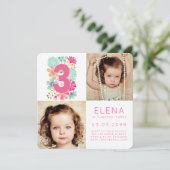 Moderne DREI 3. Geburtstagskarte Einladung (Stehend Vorderseite)