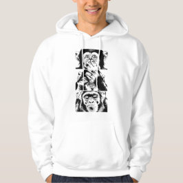 Moderne Drei-Affen-Grafik-T-Shirt Hoodie