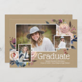 Moderne Drei-Foto-Blumenstudium Einladung (Vorne/Hinten)