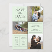 Moderne Drei-Foto Collage | Mint Green Save The Date (Vorderseite)