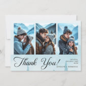 Moderne Drei-Foto-Collage Winterhochzeit Dankeskarte (Vorderseite)