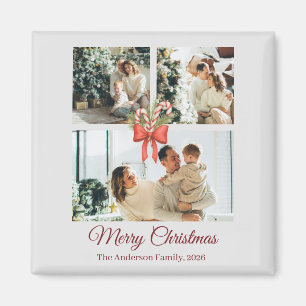 Moderne Drei-Foto-Feiertags-Familien-Collage Magnet