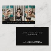 Moderne Drei-Foto-Fotografie Schwarz Visitenkarte (Vorne/Hinten)