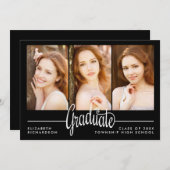 Moderne Drei-Foto-Graduierungspartei Einladung (Vorne/Hinten)
