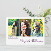 Moderne Drei-Foto-Graduierungspartei Einladung (Stehend Vorderseite)