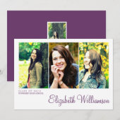 Moderne Drei-Foto-Graduierungspartei Einladung (Vorne/Hinten)