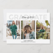 Moderne Drei-Foto-Graduierungsparty Einladung (Vorderseite)