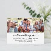 Moderne Drei-Foto QR Code UAWG Wedding Einladung (Stehend Vorderseite)