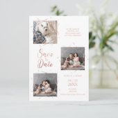 Moderne Drei Fotos Trendy Rose Gold Effekt (Stehend Vorderseite)