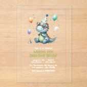 Moderne Drei-Rex Dinosaur Geburtstagsparty Acryleinladungen (Vorderseite)