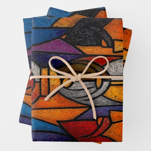 Moderne Drei-Weise-Männer im Bleiglasstil Geschenkpapier Set (Beispiel)