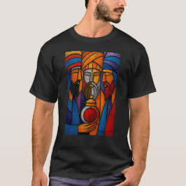 Moderne Drei-Weise-Männer im Bleiglasstil T-Shirt
