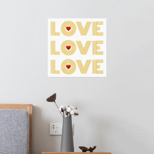 Moderne drei Worte "LOVE" Wort und rote Herzen Foliendrucke