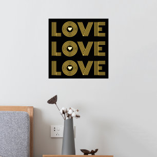 Moderne drei Wörter "LIEBE" und "Schwarz" Foliendrucke