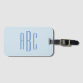 Moderne dreibuchstabige, hellblaue Initialen Gepäckanhänger (Vorderseite (Horizontal))