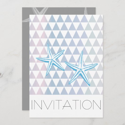 Moderne Dreieck-Muster Starfish Hochzeitseinladung Einladung (Vorne/Hinten)