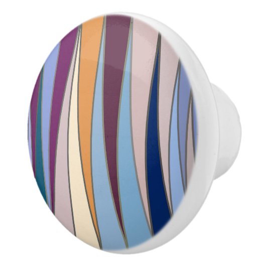 Moderne Dreiecke, blau, Lila & goldfarben aus dem Keramikknauf (Rechts)