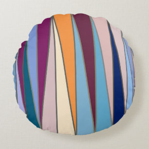 Moderne Dreiecke, blau, Lila & goldfarben aus dem  Rundes Kissen