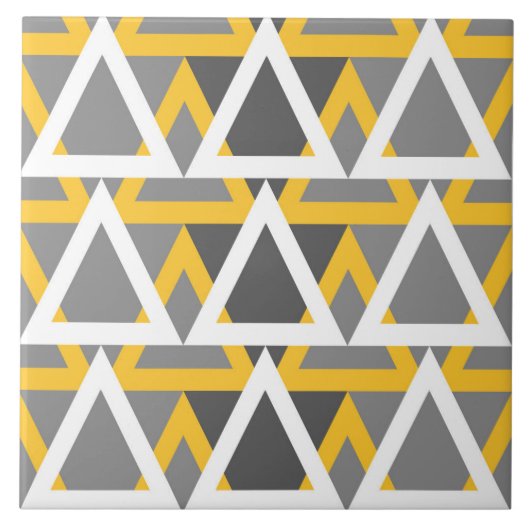 Moderne Dreiecke, Senfgelb, weiß, grau Fliese (Vorderseite)