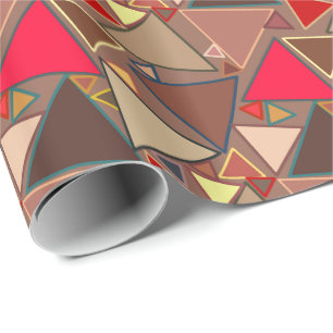 Moderne Dreiecke, Taupe, Braun, Rot Geschenkpapier