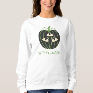 Moderne Dreier-Mit Augen Kürbiskürbis Halloween-Ma Sweatshirt