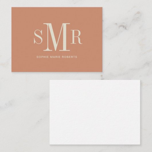 Moderne dreimalige Monogramm-Initialen Mitteilungskarte (Vorne/Hinten)