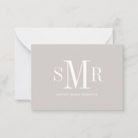 Moderne dreimalige Monogramm-Initialnamen Mitteilungskarte (Vorderseite)