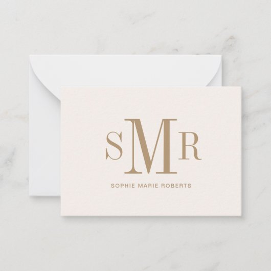 Moderne dreimalige Monogramm-Initialnamen Mitteilungskarte (Vorderseite)