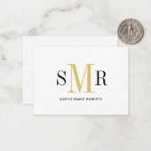 Moderne dreimalige Monogramm-Initialnamen Mitteilungskarte (Vorderseite/Rückseite Beispiel)