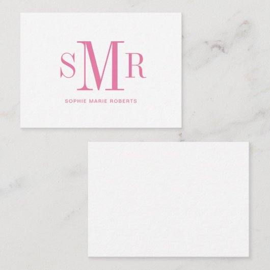 Moderne dreimalige Monogramm-Initialnamen Mitteilungskarte (Vorne/Hinten)