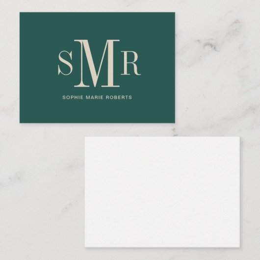 Moderne dreimalige Monogramm-Initialnamen Mitteilungskarte (Vorne/Hinten)