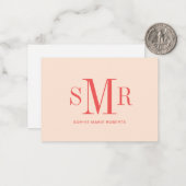 Moderne dreimalige Monogramm-Initialnamen Mitteilungskarte (Vorderseite/Rückseite Beispiel)