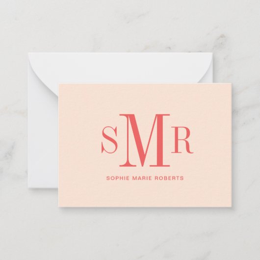 Moderne dreimalige Monogramm-Initialnamen Mitteilungskarte (Vorderseite)