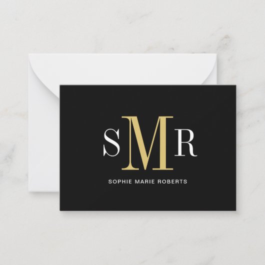 Moderne dreimalige Monogramm-Initialnamen Mitteilungskarte (Vorderseite)