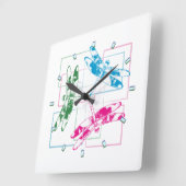 Moderne dreisfarbige Libellen-Wall-Uhr Quadratische Wanduhr (Winkel)