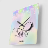 Moderne Drilling Holograph Foil Lashes Augen Quadratische Wanduhr (Winkel)