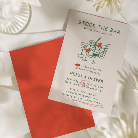 Moderne Drink Sketch Stock Bar Paare Dusche Einladung