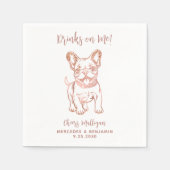 Moderne Drinks auf der französischen Bulldogge-Ros Serviette (Vorderseite)