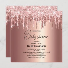 Moderne Dripping Rose Gold Baby Shower Mommy - to Einladung