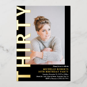 Moderne DRITTEN Foto 30. Geburtstagsfeier Party Ei Folieneinladung