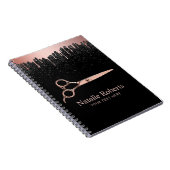 Moderne Driving Rose Gold Scissor Black Glitzer Notizblock (Rechte Seite)