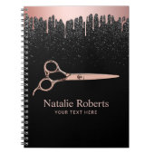 Moderne Driving Rose Gold Scissor Black Glitzer Notizblock (Vorderseite)