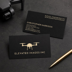 Moderne Drohnenoperator-Fotografie Schwarz Gold Visitenkarte