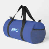 Moderne Drop Shadow Monogram Initials Blue Duffle Bag (Rechte Ecke)