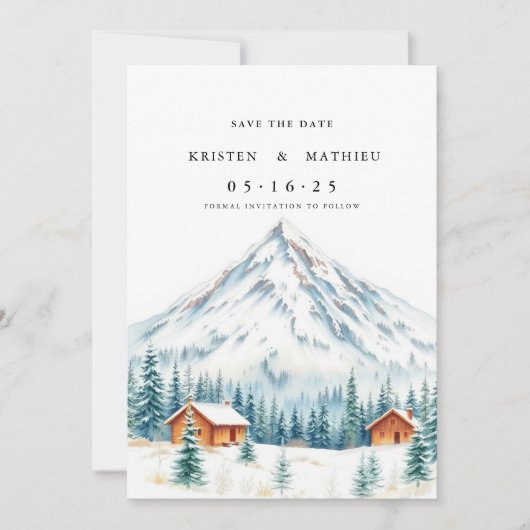 Moderne druckbare Berge Save The Date (Vorderseite)
