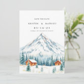 Moderne druckbare Berge Save The Date (Stehend Vorderseite)