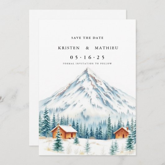 Moderne druckbare Berge Save The Date (Vorne/Hinten)